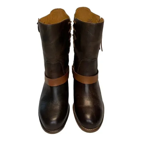 Latigo Women's Thistle Leather Boots Lace Up Harness Buckle Brown Size 7M - Picture 4 of 16